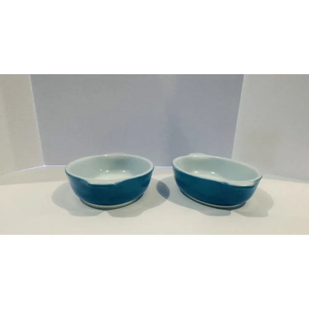 Vintage PYREX Tableware Corning  700  Oval Dish  10 oz.  BLUE  Overall  7x4 inch - Picture 4 of 7